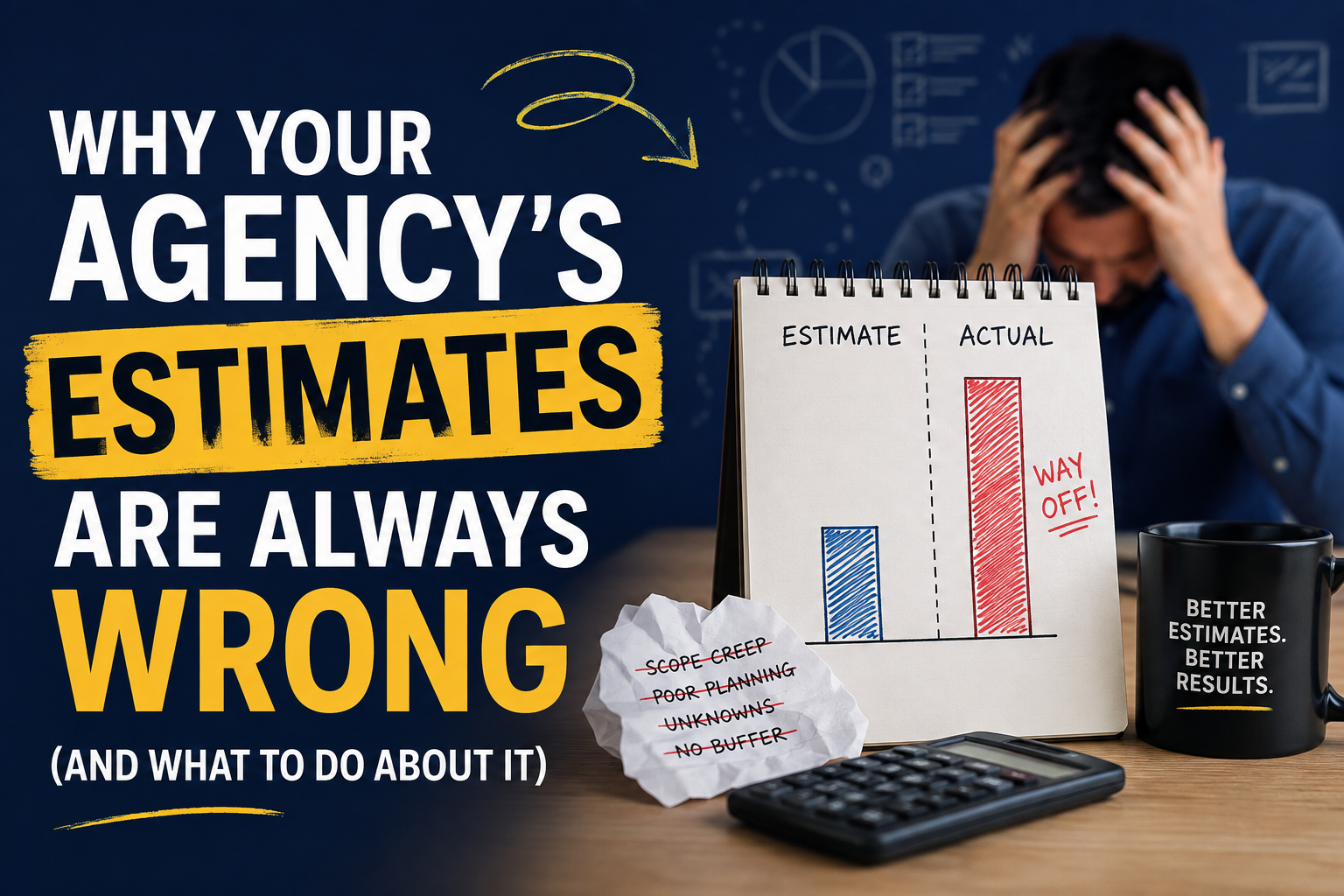 Agency project estimates compared with actual results, showing why estimates are often inaccurate and how better planning can improve outcomes.
